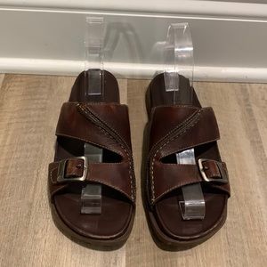 Timberland Women Brown Leather Buckle Sandal Smart Comfort Slip On Size 6.5